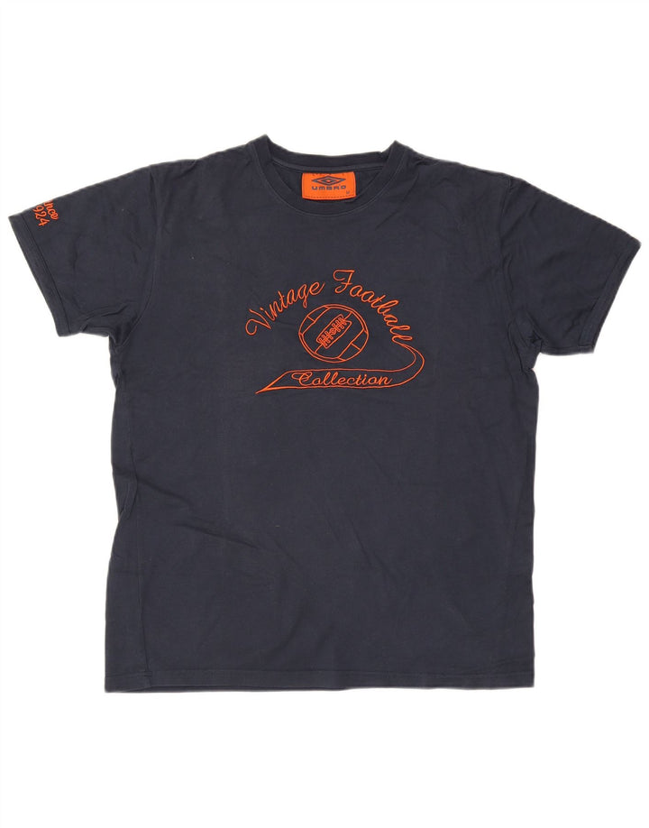 Umbro Herre Grafisk T-Shirt Top Medium Marineblå Bomuld