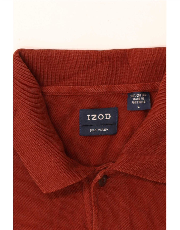 Izod Poloskjorte til mænd Stor rødbrun bomuld