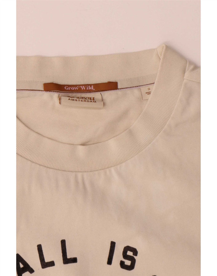 Scotch & Soda Herre grafisk T-shirt Top Lille hvid bomuld