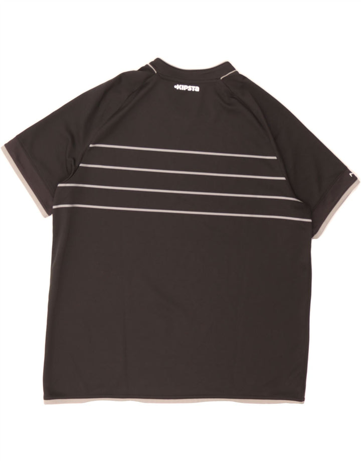 KIPSTA Mens T-Shirt Top 2XL Black Striped Vintage KIPSTA and Second-Hand KIPSTA from Messina Hembry 