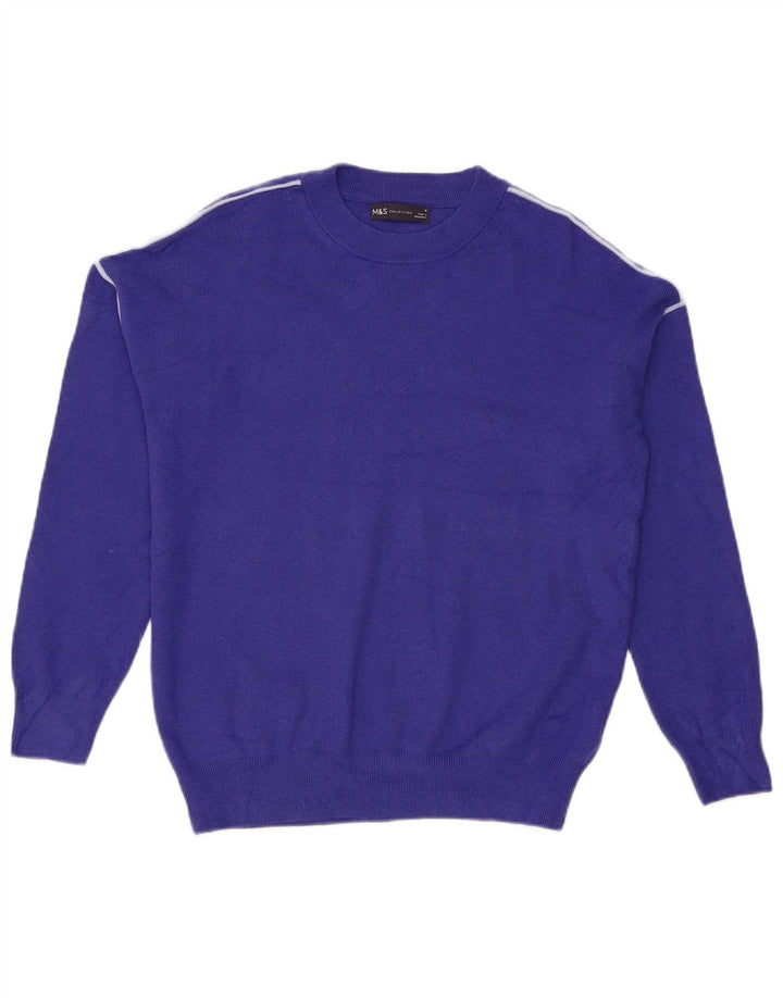 Marks & Spencer Dame sweater med rund hals DK 14 Medium Blue Viscose