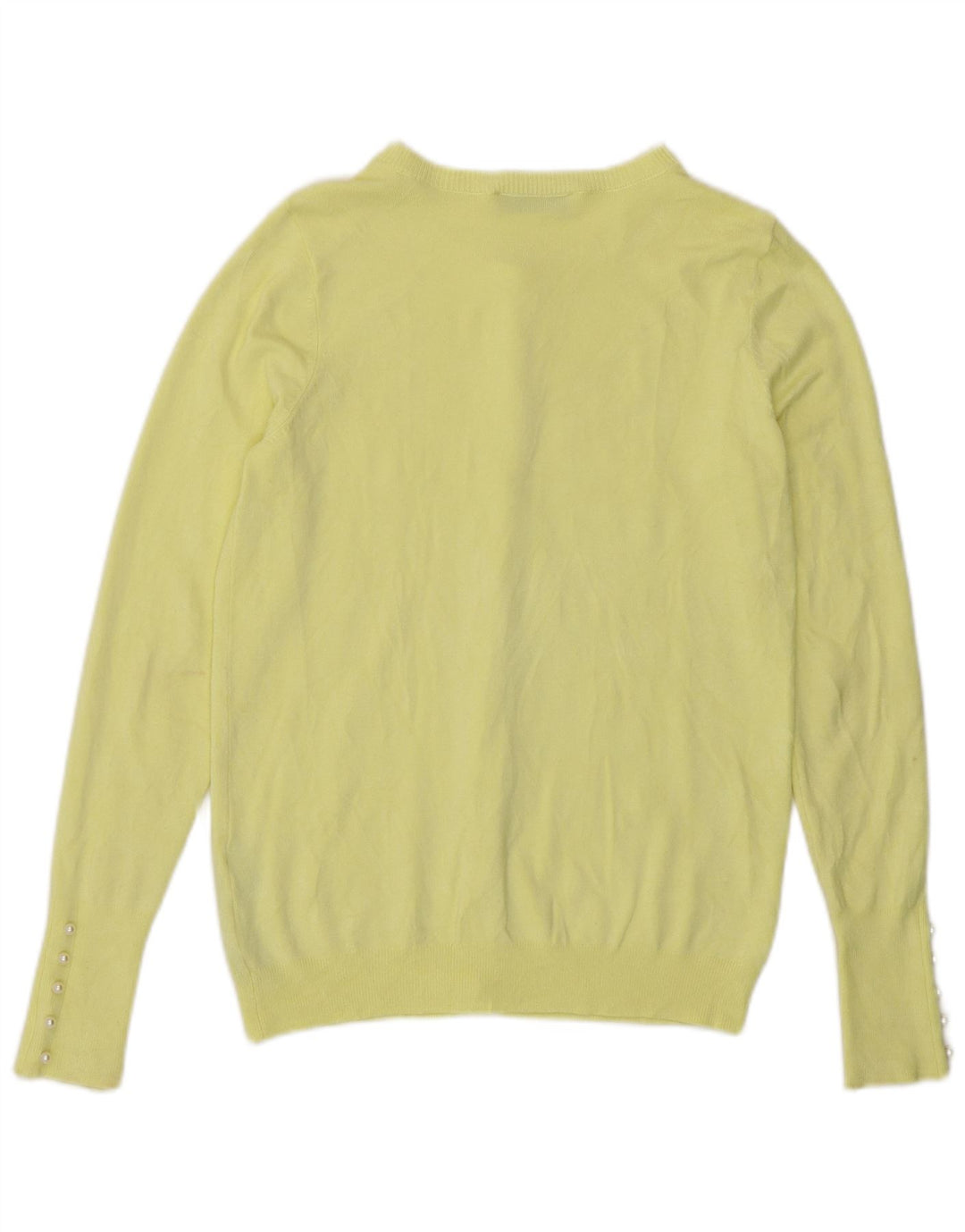Zara Dame Cardigan Sweater UK 10 Small Yellow Viscose