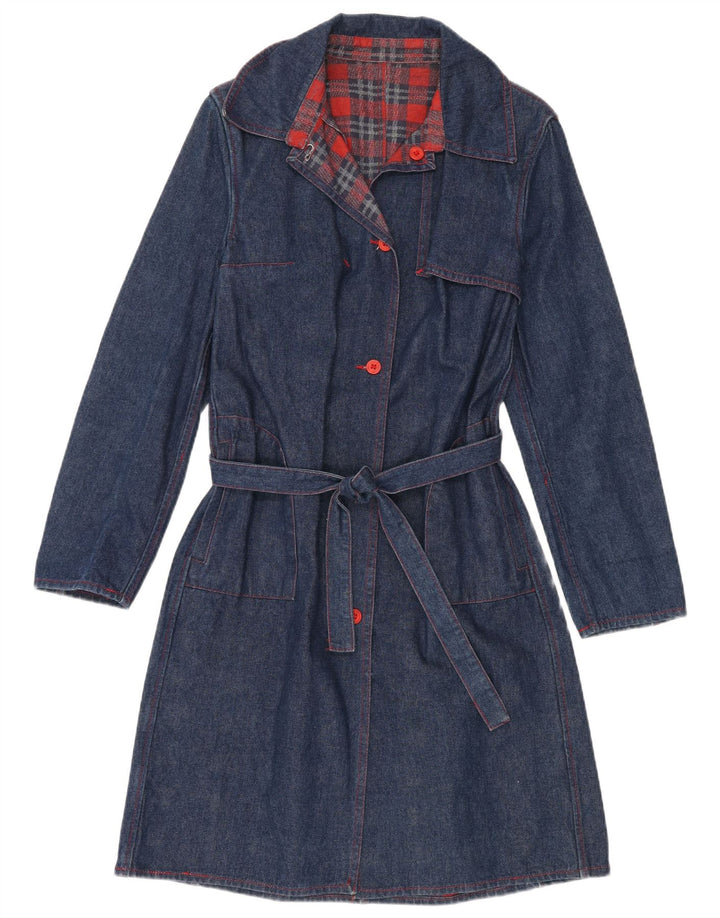 VINTAGE Dame Denim Coat UK 14 Medium Navy Blue