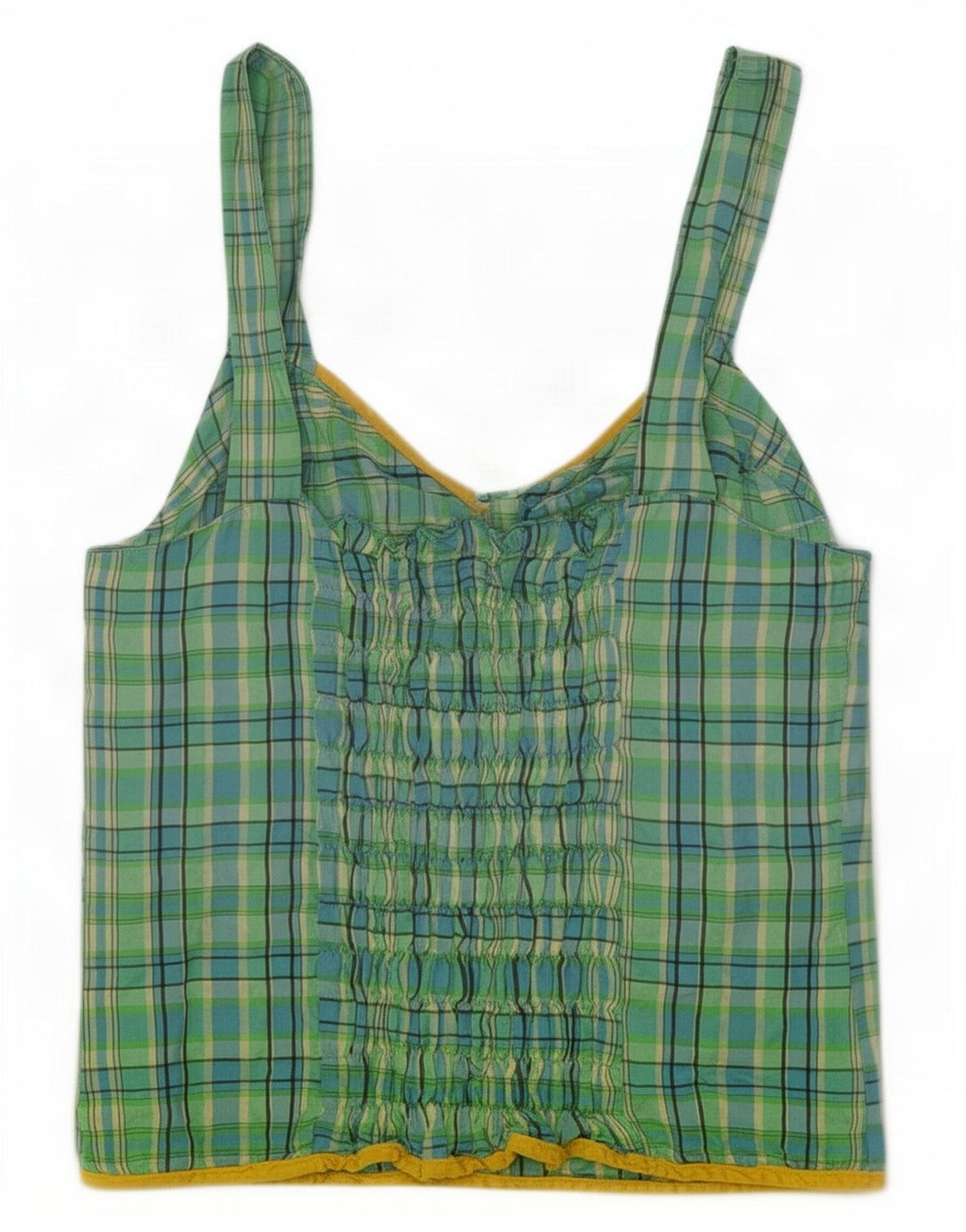Vintage Dame Cami Top IT 44 Medium Green Check Acetate