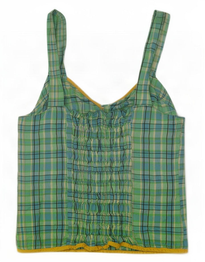 Vintage Dame Cami Top IT 44 Medium Green Check Acetate