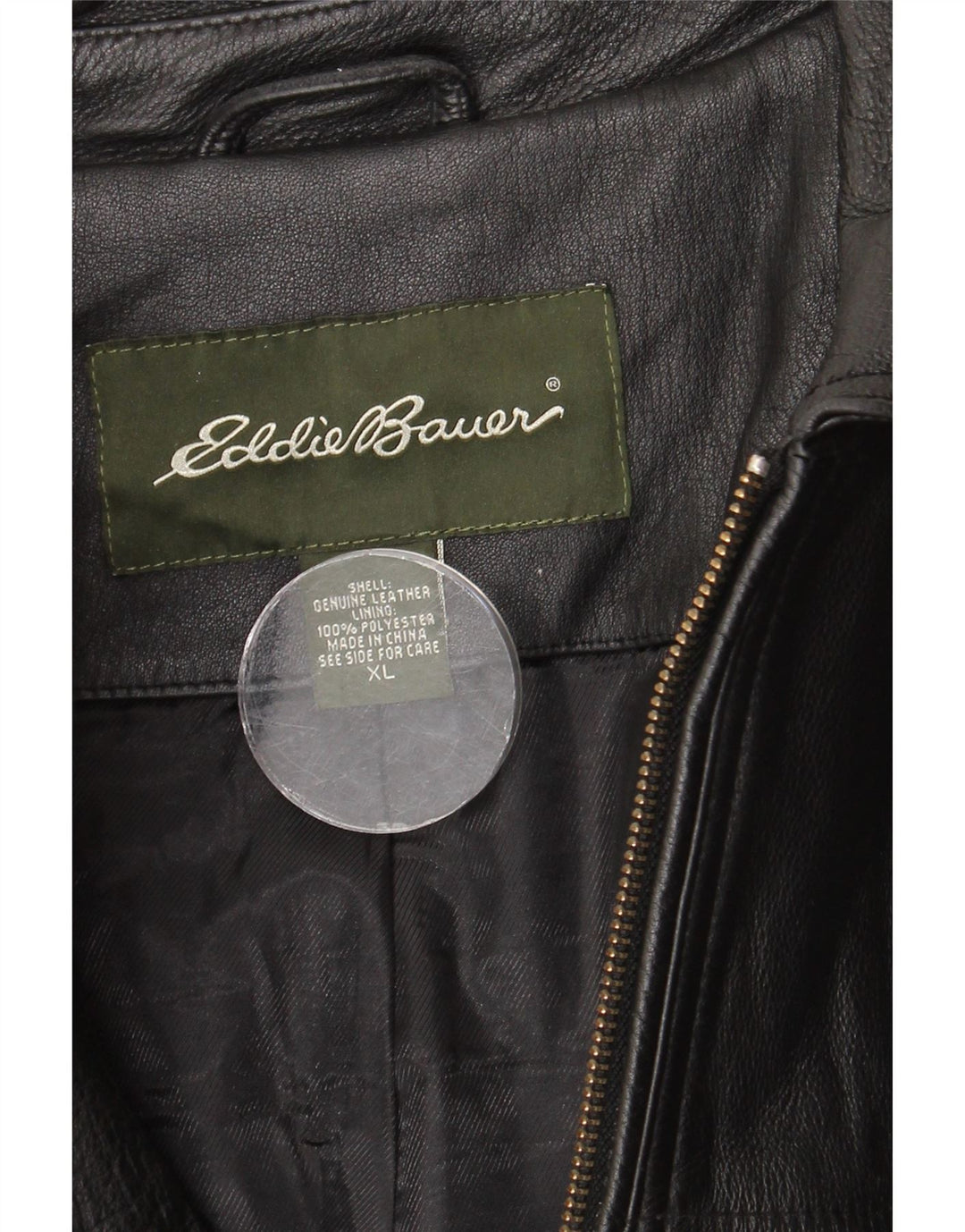 Eddie Bauer Herre Læderjakke UK 42 XL Sort Læder