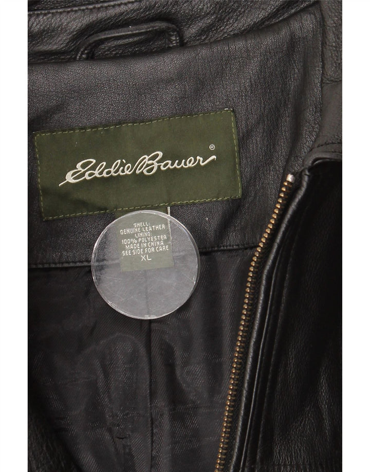 Eddie Bauer Herre Læderjakke UK 42 XL Sort Læder