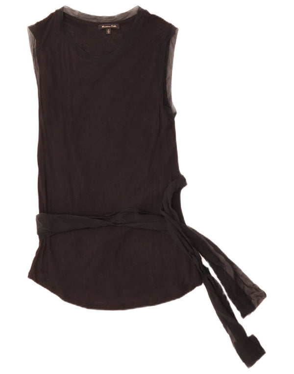 Massimo Dutti Dame ærmeløs bluse Top UK 10 Small Black