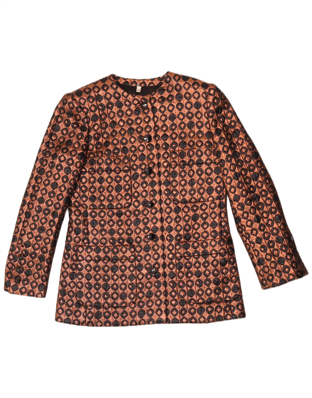 Vintage dame 6-knaps blazerjakke IT 44 Medium Brun Geometrisk
