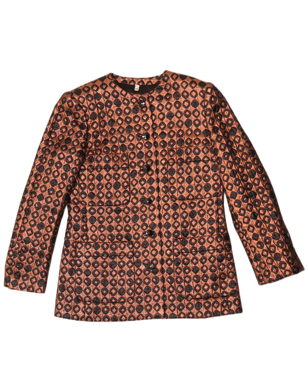 Vintage dame 6-knaps blazerjakke IT 44 Medium Brun Geometrisk