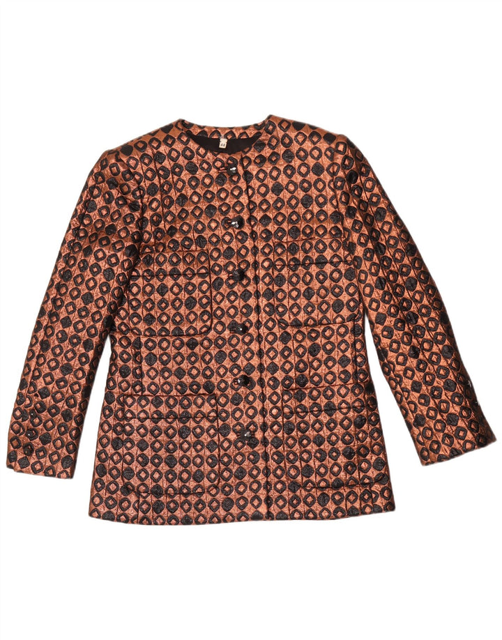 Vintage dame 6-knaps blazerjakke IT 44 Medium Brun Geometrisk