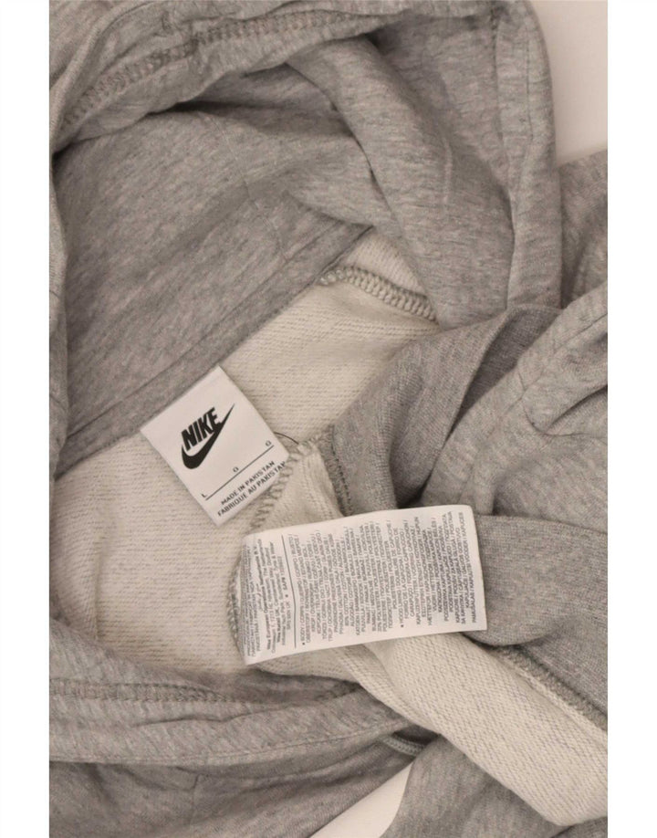 Nike Womens Graphic Crop Sweatshirt Jumper UK 16 Large Grey Bomuld