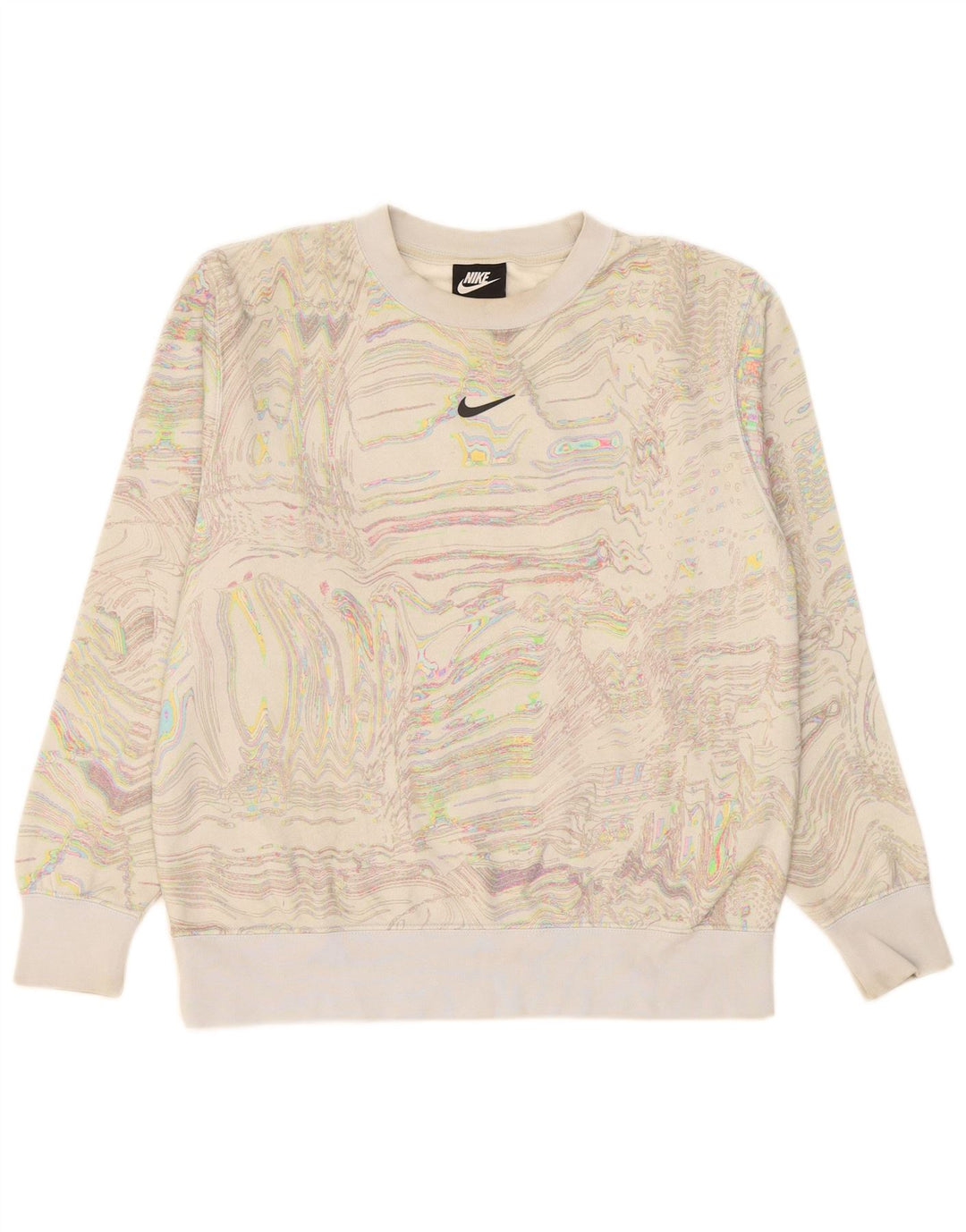 Nike Dame sweatshirt med abstrakt mønster UK 10 Small Off White