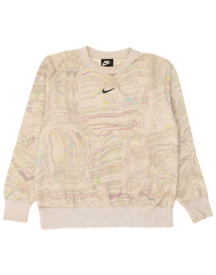 Nike Dame sweatshirt med abstrakt mønster UK 10 Small Off White