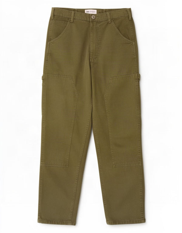 Zara Womens Tapered Cargo Trousers EU 38 Small W28 L26 Green
