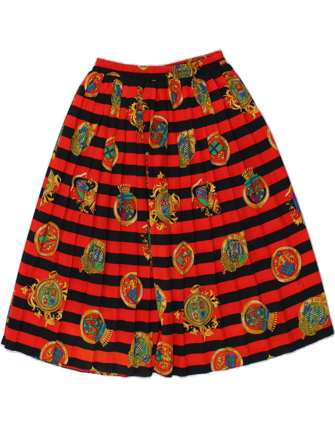 VINTAGE Womens Abstract Pattern Pleated A-Line Skirt EU 36 Small W26 Red Vintage Vintage and Second-Hand Vintage from Messina Hembry 