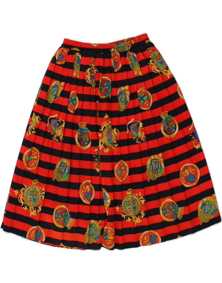 VINTAGE Womens Abstract Pattern Pleated A-Line Skirt EU 36 Small W26 Red Vintage Vintage and Second-Hand Vintage from Messina Hembry 