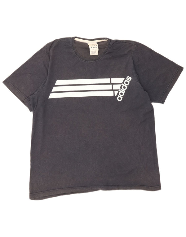 Adidas Herre grafisk T-shirt Top Stor Marineblå Colourblock Bomuld