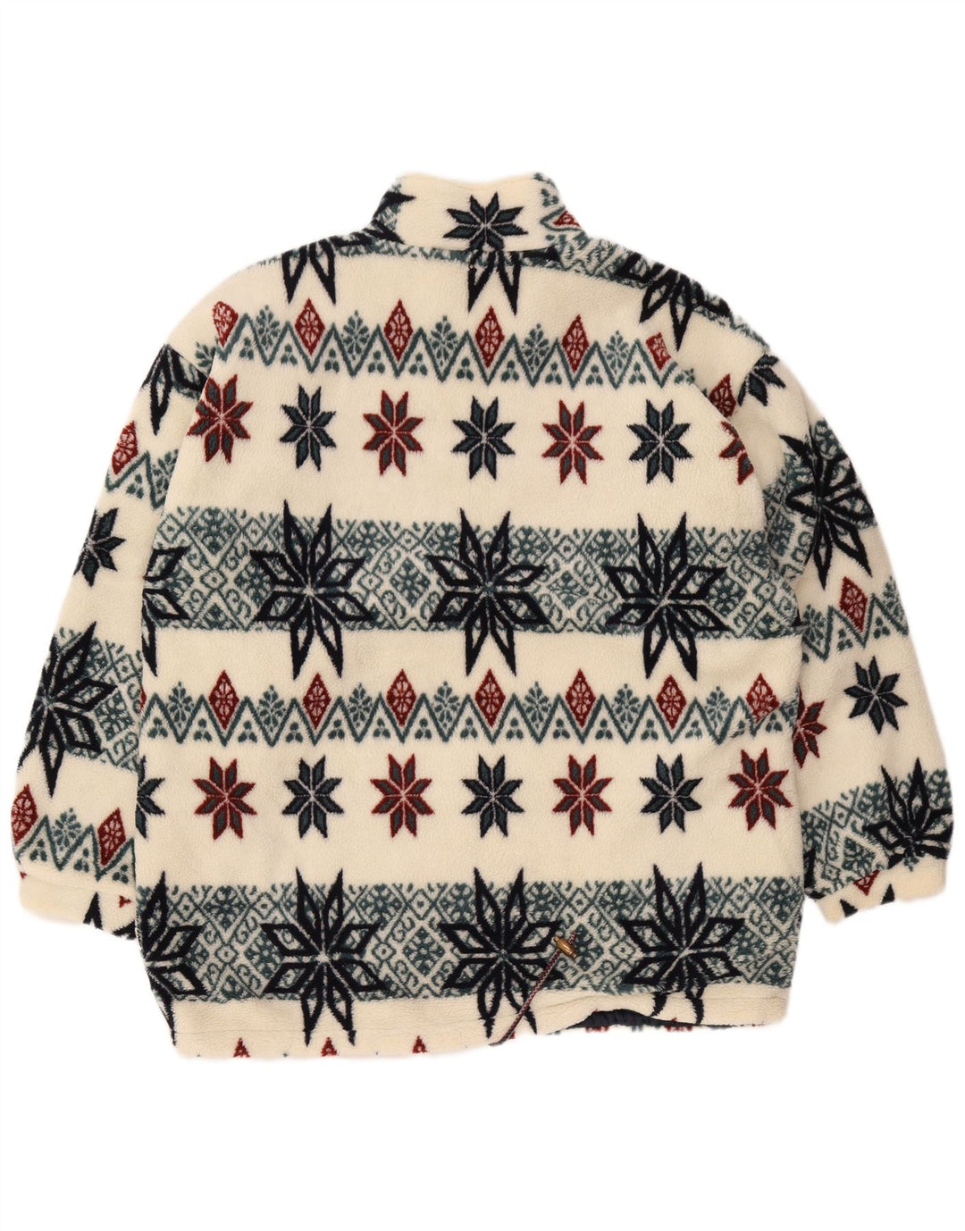 Vintage fleecejakke til mænd UK 40 Large White Fair Isle Polyester