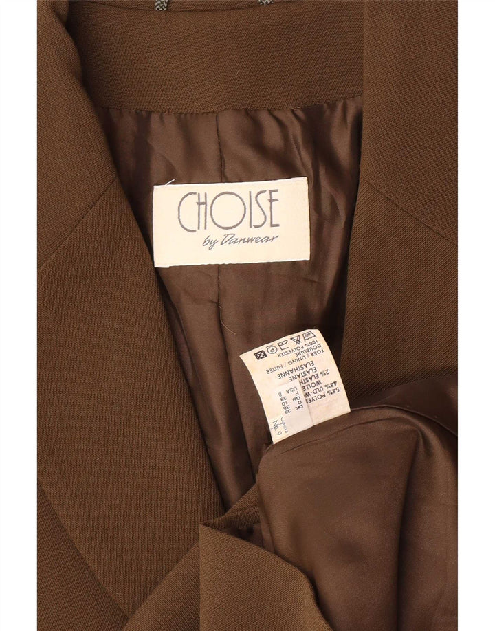 Choise by Danwear Dame 2 Button Blazer Jacket UK 10 Small Khaki Polyester