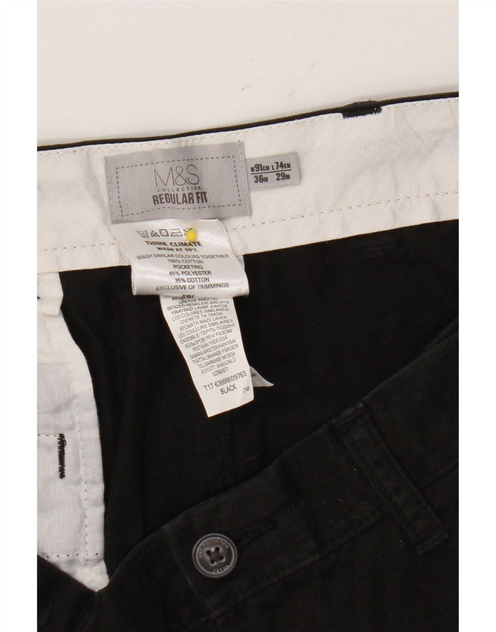Marks & Spencer Herre Regular Fit Chinobukser W36 L29 Sort bomuld