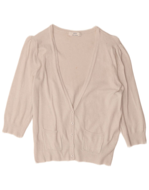 Marks & Spencer dame cardigan sweater med 3/4 ærmer UK 14 Medium Off White