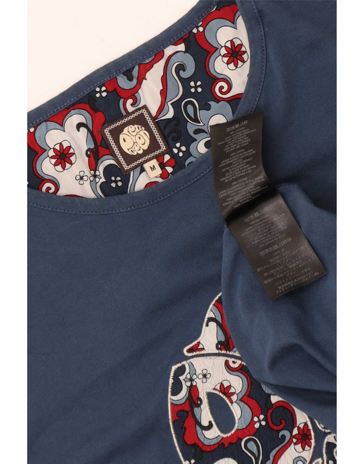 Pretty Green Herre grafisk T-shirt Top Medium Blue Bomuld