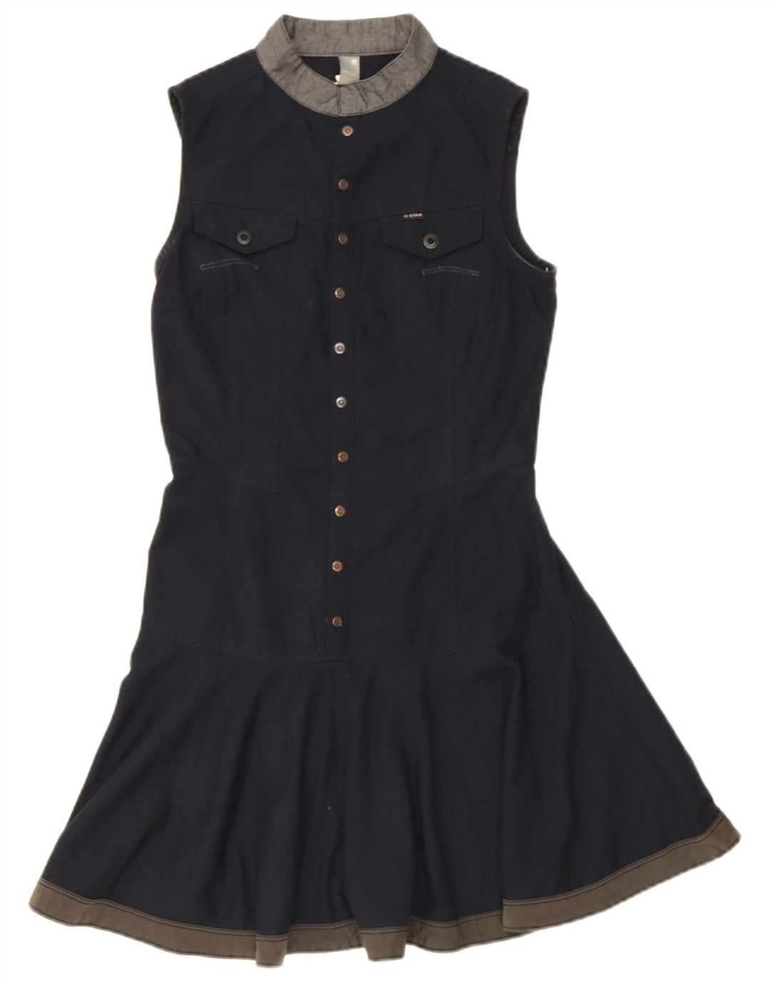 G-Star Dame Ærmeløs A-Line Kjole UK 8 Small Navy Blue Polyester