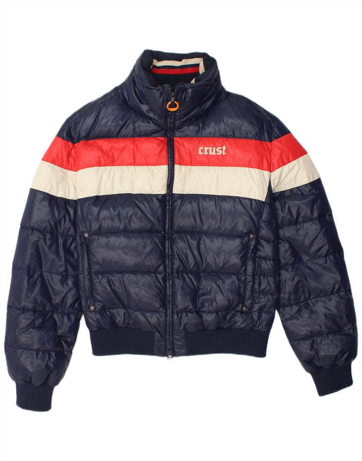 Crust Herre Bomber Polstret Jakke UK 38 Medium Navy Blue Colourblock
