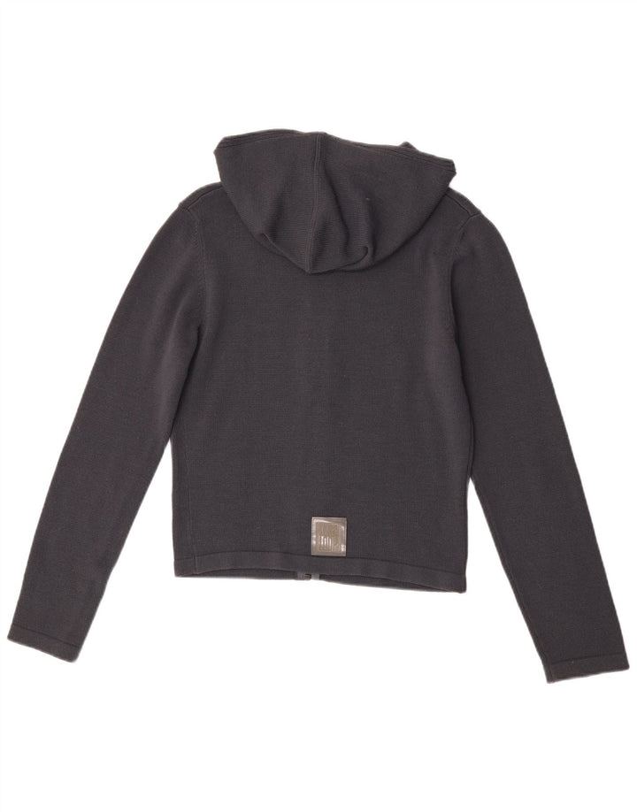 Killer Loop Dame Crop Hooded Cardigan Sweater UK 12 Medium Navy Blue