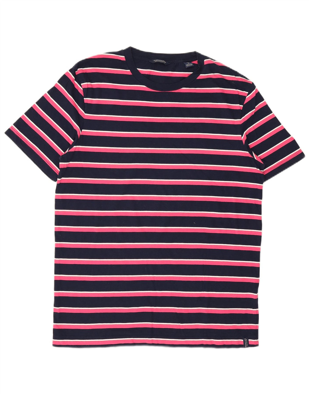 Scotch & Soda Herre T-Shirt Top Medium Navyblå Stribet