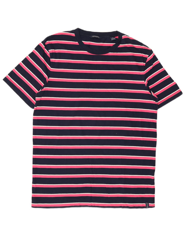 Scotch & Soda Herre T-Shirt Top Medium Navyblå Stribet