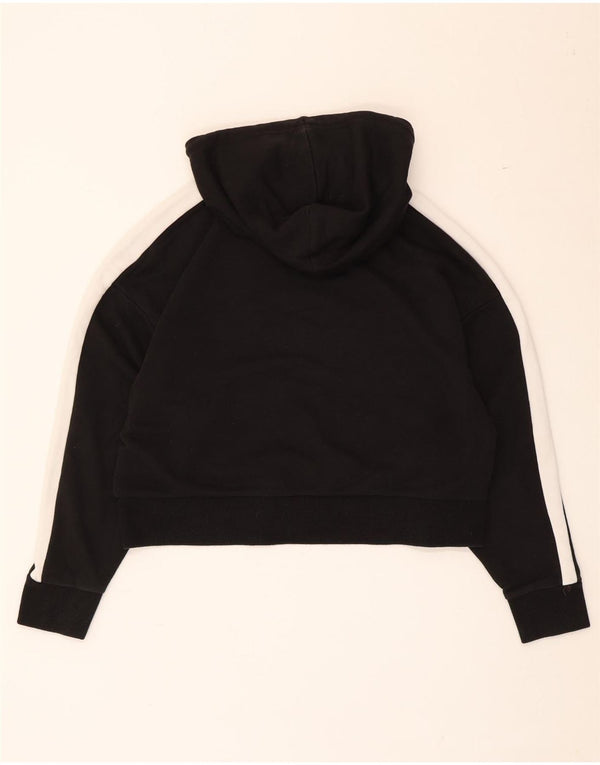 Puma Dame Crop Hoodie Jumper UK 14 Medium Sort Colourblock Bomuld
