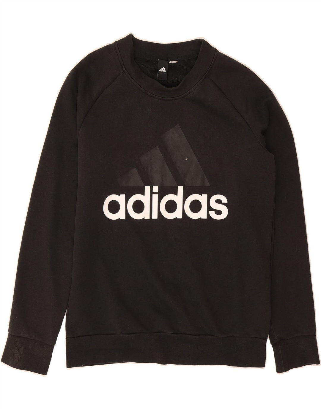 ADIDAS Womens Graphic Sweatshirt Jumper UK 16 Large Black Vintage Adidas and Second-Hand Adidas from Messina Hembry 