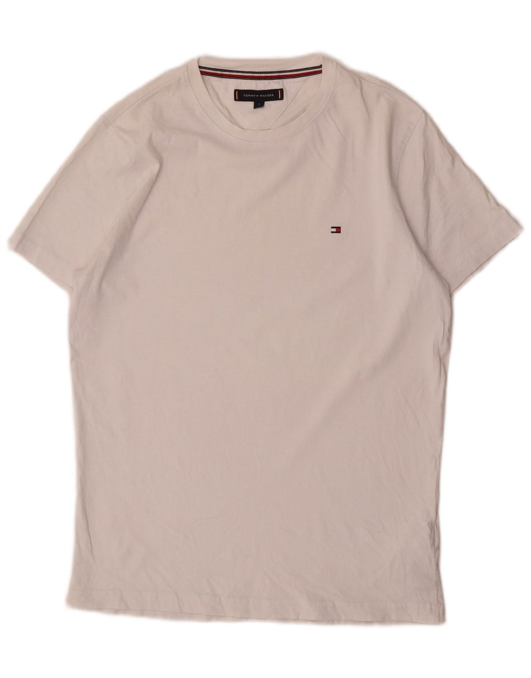 Tommy Hilfiger Herre T-Shirt Top Lille Hvid Bomuld