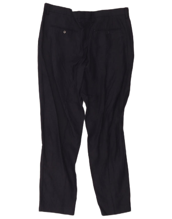 Zara Herre Lige Chino Bukser EU 44 Large W34 L28 Navy Blue Linen