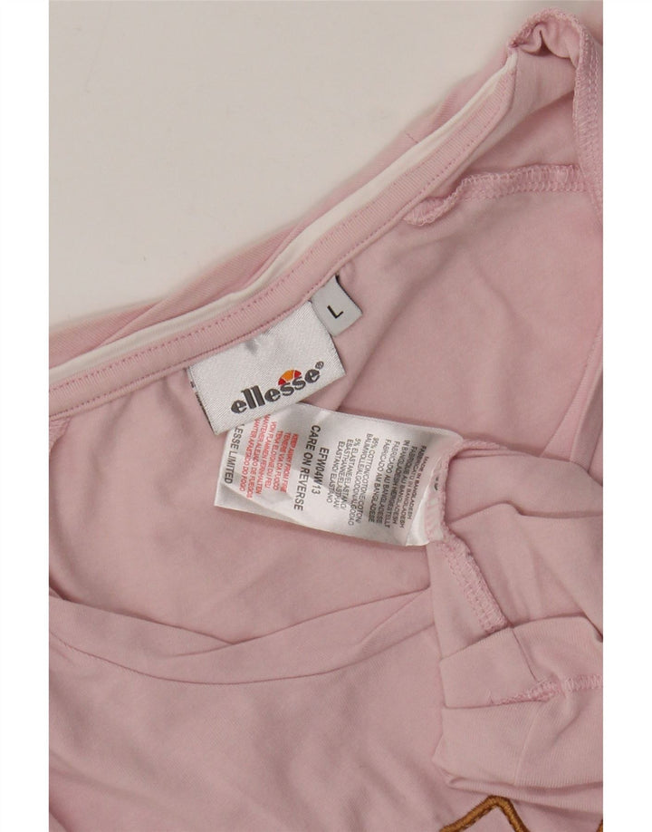 Ellesse Dame Grafisk T-Shirt Top UK 14 Stor Pink Bomuld