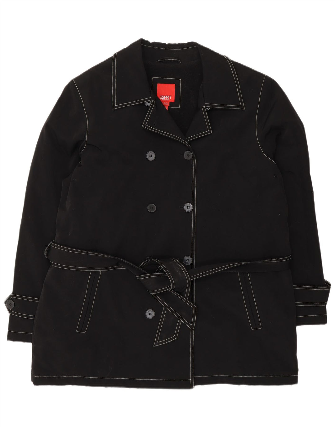 Esprit Dame Sherpa Pea Coat UK 18 XL Sort Polyester