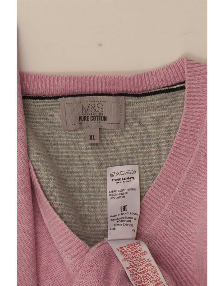 Marks & Spencer Herre V-hals sweater XL Pink Bomuld