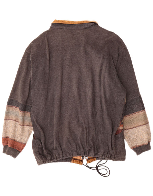 Vintage Herre grafisk bomberjakke UK 42 XL Grå Colourblock Akryl