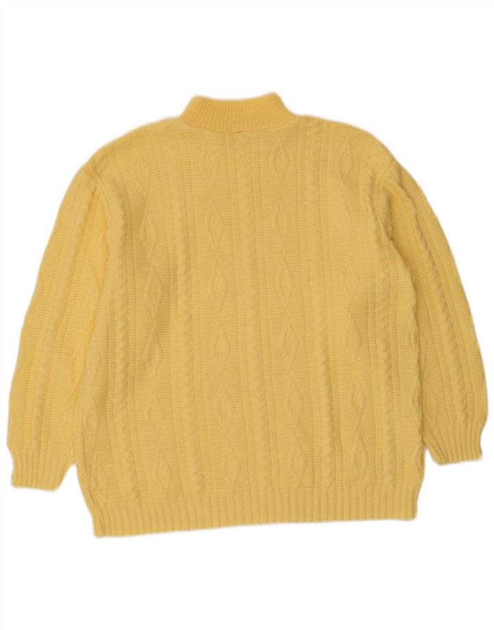 VINTAGE Dame Turtle Neck Sweater UK 12 Medium Yellow