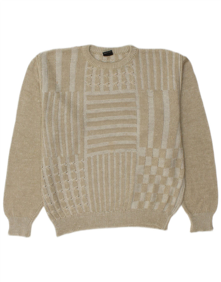 COBRA Herre sweater med rund hals IT 50 Medium Beige Patchwork