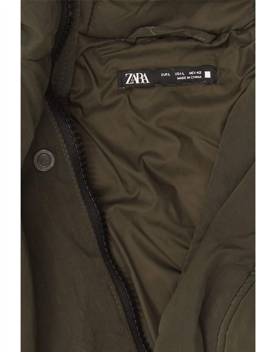 Zara Herre Hooded Padded Coat UK 40 Large Green