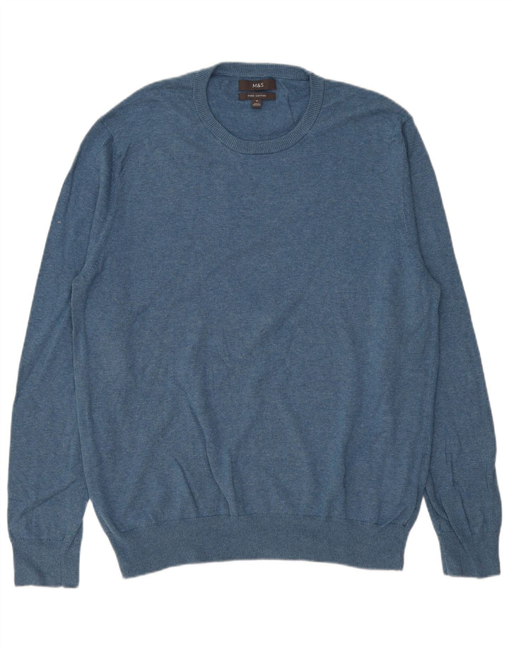 Marks & Spencer Herre sweater med rund hals XL blå bomuld