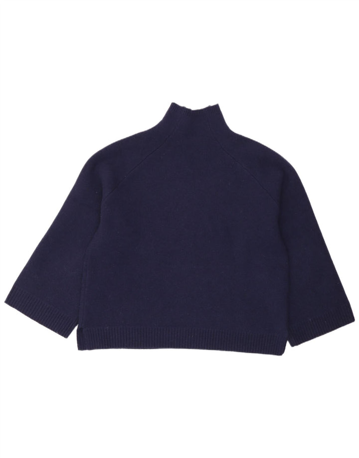 Zara Dame Oversized Turtle Neck Jumper Sweater UK 10 Small Navy Blue Wool