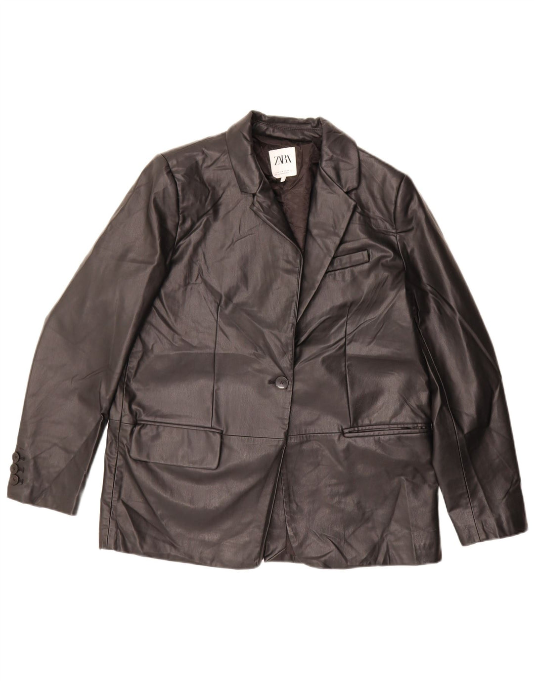 Zara Dame Oversized 1 Knap Blazer Jacket UK 14 Medium Sort