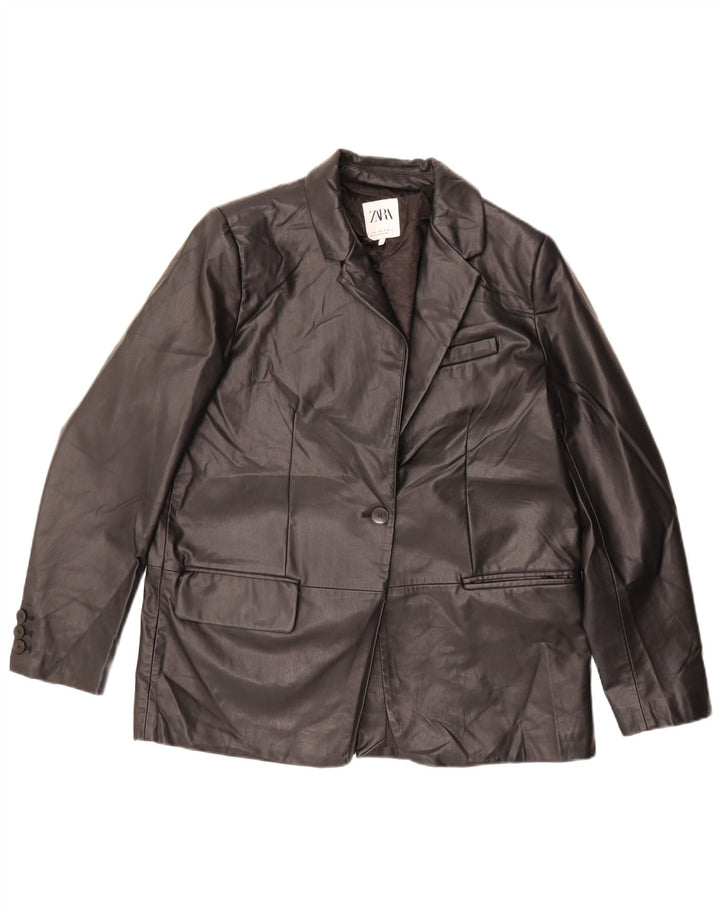 Zara Dame Oversized 1 Knap Blazer Jacket UK 14 Medium Sort