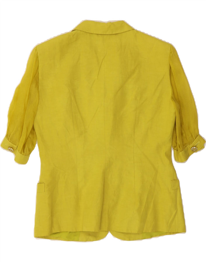 DI MARELLA Womens Short Sleeve 4 Button Blazer Jacket UK 14 Large Yellow Vintage Di Marella and Second-Hand Di Marella from Messina Hembry 