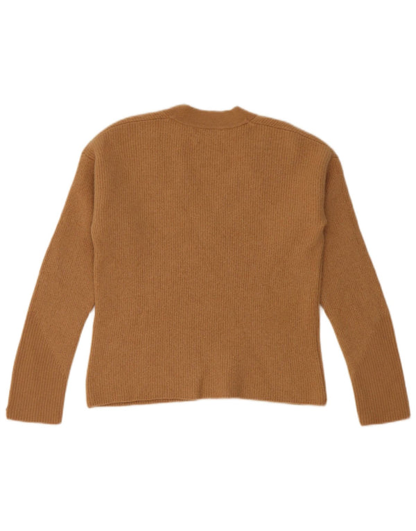 Tommy Hilfiger Dame Crop V-hals Jumper Sweater UK 6 XS Beige Uld