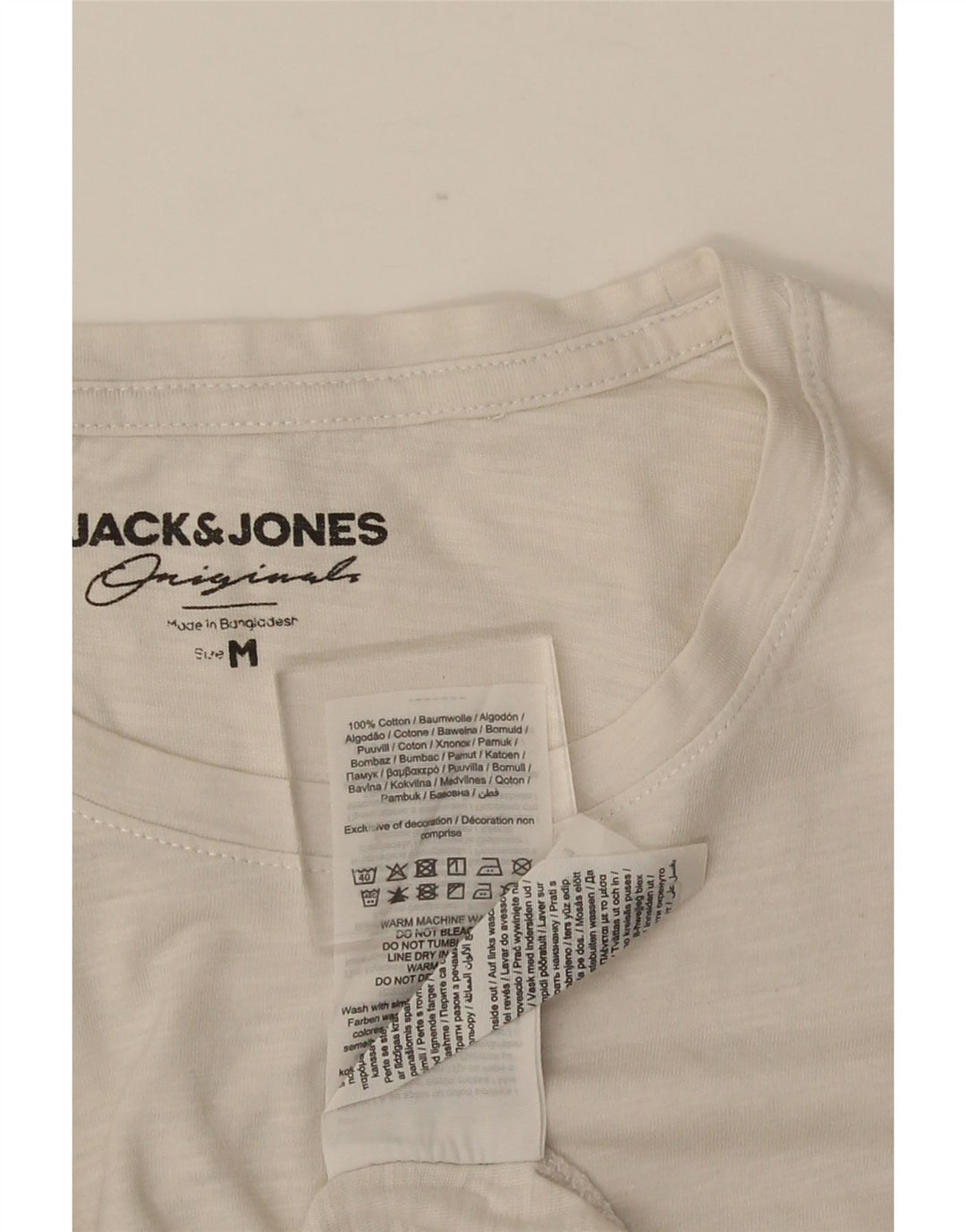 JACK & JONES Herre T-shirt Top Medium White Floral Bomuld